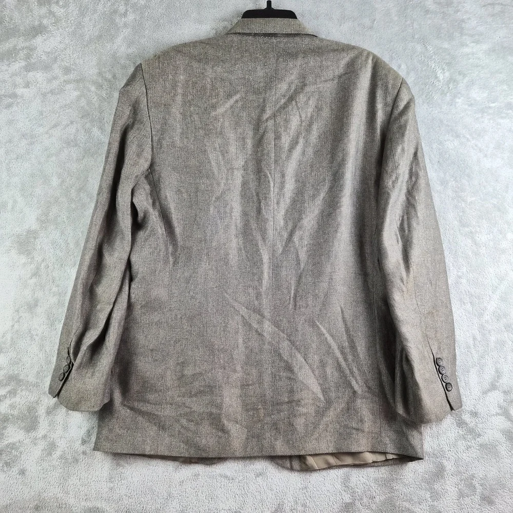 Oscar De la Renta Blazer Jacket 42 S Brown Silk Linen Wool 3 Buttons Sport Coat